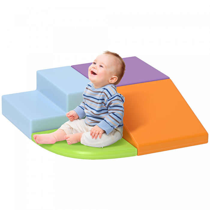 Qaba Ensemble De Jeu En Mousse Pour Tout-petits, 4 Pieces, Ensemble Interactif Leger Pour Grimper, Ramper, Zone De Jeu Coulissante Pour Bebe D'age Prescolaire, Multicolore
