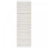 Carpette à poil long Quinto crème à motif de vagues - 2 pi 7 po x 8 pi