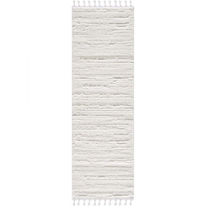 Carpette à poil long Quinto crème à motif de vagues - 2 pi 7 po x 8 pi