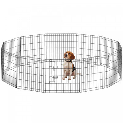 PawHut Dog Playpen Puppy Play Pen, 12 Panels Pet Exercise Fences for Outside Indoor, 24"H