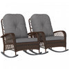 Outsunny Lot De 2 Chaises A Bascule En Rotin Avec Coussin Pour Jardin, Gris