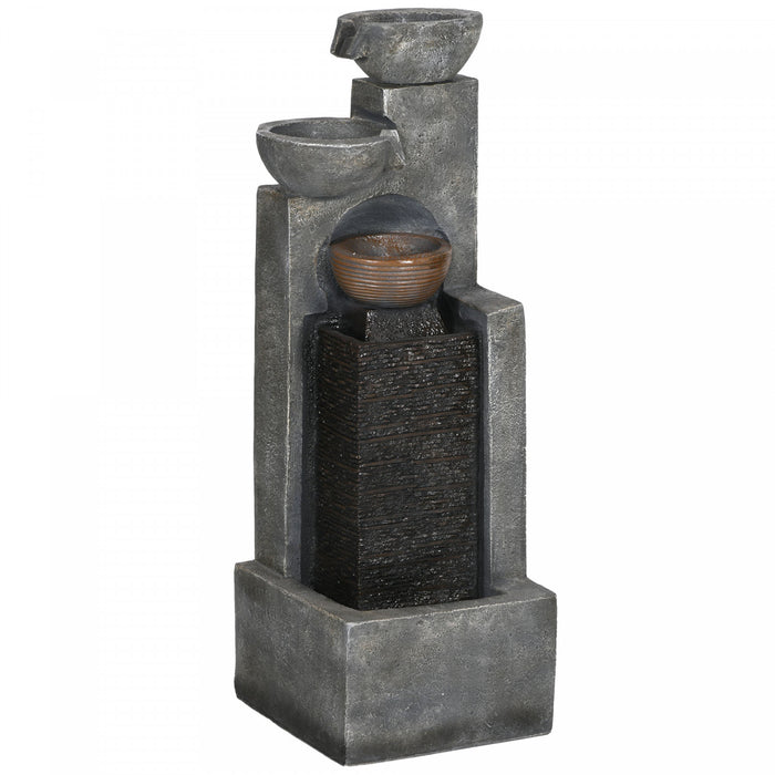 Outsunny Fontaine Exterieure A 5 Niveaux Cascade En Resine A Lumiere Led