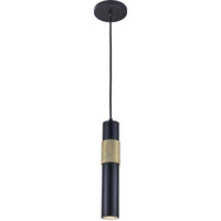 Luminaire suspendu Passwell de Dainolite avec fini noir mat et laiton vieilli et 1 ampoule