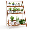 Costway Etagere Pliante A 3 Niveaux Presentoir Pour Pots De Fleurs En Bambou Range-livres / Organisateur