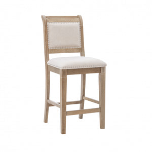 Tabouret Emmy de hauteur comptoir en tissu - gris