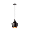 Grand luminaire suspendu Helsinki de Dainolite en forme de goutte, avec intérieur doré, fini noir mat et 1 ampoule