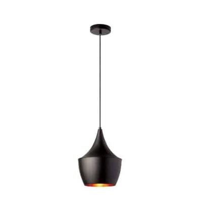 Dainolite Helsinki 1 Light Pendant Teardrop Large Matte Black Finish Gold Interior Lamp|Grand luminaire suspendu Helsinki de Dainolite en forme de goutte, avec intérieur doré, fini noir mat et 1 ampoule
