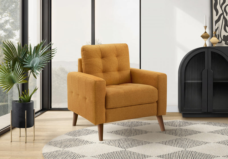 31\" De Large, Chaise D'Appoint Rembourre, Tissu Orange, Mid-Century