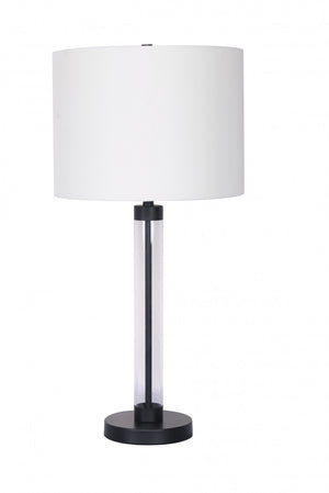 Lampe de table noir mat avec colonne en verre