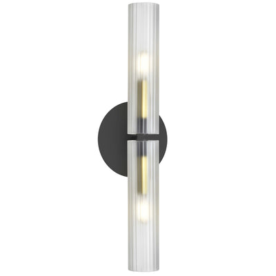 Dainolite Wand 2 Light Wall Sconce Matte Black/Aged Brass Frosted Glass Lamp|Applique murale Wand de Dainolite en verre givré, avec fini noir mat et laiton vieilli, et 2 ampoules