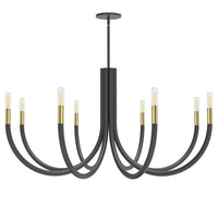 Lustre Wand de Dainolite avec fini noir mat et laiton vieilli et 8 ampoules