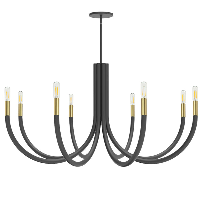 Lustre Wand de Dainolite avec fini noir mat et laiton vieilli et 8 ampoules