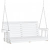 Outsunny 46\" Porch Swing Bench Pour 2 Personnes Avec 2 Porte-gobelets Integres, Design A Lattes, Chaines Incluses, Capacite De Charge De 550lb, Blanc.