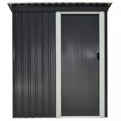 Outsunny 5 X 3 Ft Outdoor Storage Shed With Sliding Door And Sloped Roof, Steel Frame Garden Shed To|Outsunny 163x89x182cm Abri De Jardin Porte Coulissante Toit Incline, Noir