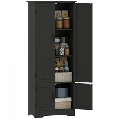 HOMCOM 60" Kitchen Pantry, Kitchen Storage Cabinet with Shelves, Black