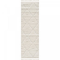 Carpette à poil long Quinto crème à motif de grands treillis - 2 pi 7 po x 8 pi