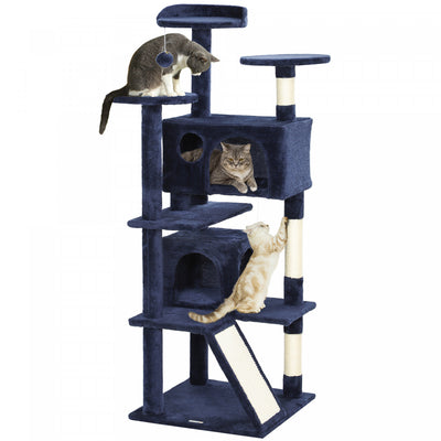 Pawhut 54" Cat Tree, Cat Tower For Indoor Cats With Scratching Posts, Cat Condos, Bed, Platforms, Ra|Pawhut Arbre A Chat De 54" Tour A Chat Pour Chats D'interieur Avec Griffoirs, Condos Pour Chats, Lit