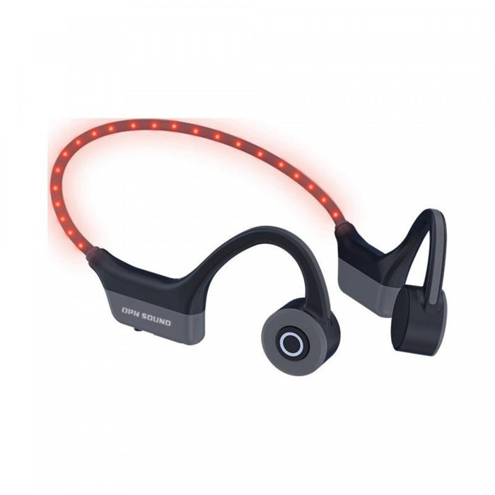 Casque d’écoute autour du cou à conduction osseuse Dashlyte OS4000BL de OPN Sound noir avec DEL, Bluetooth et microphone