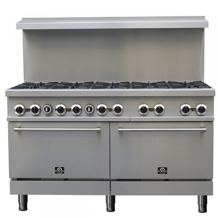 Cuisiniere a gaz Commerciale en acier inoxydable de 60 po, 10 bruleurs, 300 000 BTU – FCMGR0093-60