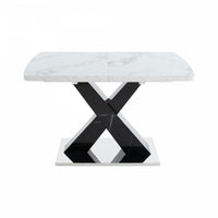 Liam Table a manger rectangulaire moderne extensible avec pieds en X et base en metal, noir