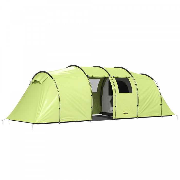 Outsunny Tente de Camping pour 6 Personnes, Grande Tente Familiale Impermeable Vert Clair