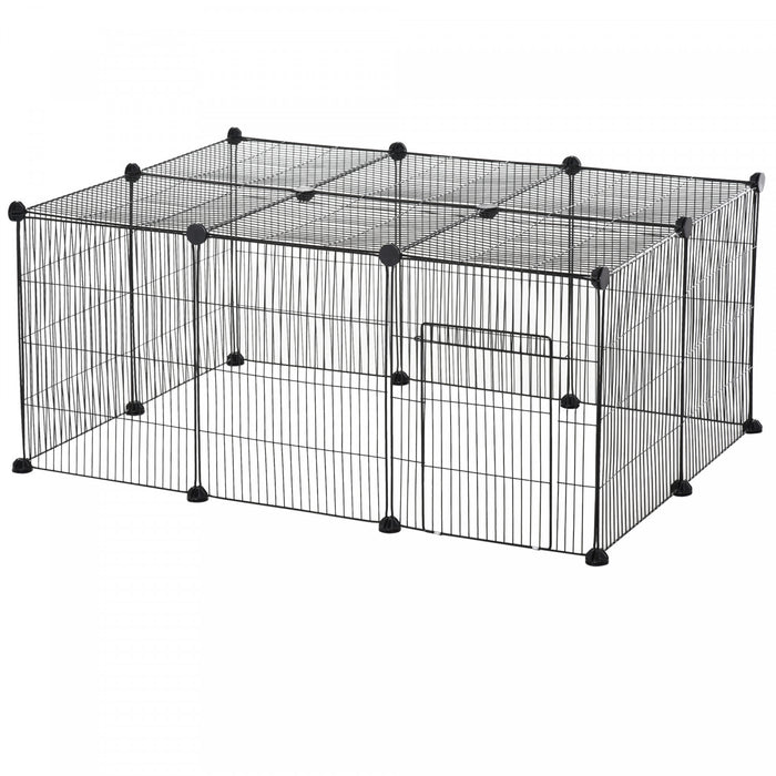 Pawhut Parc Pour Animal Domestique Diy Cage Pour Petit Animal En Fil Metallique Avec Porte Antiderapante Interieur Exterieur Pour Chaton, Lapin, Chinchilla, Cochon D'inde
