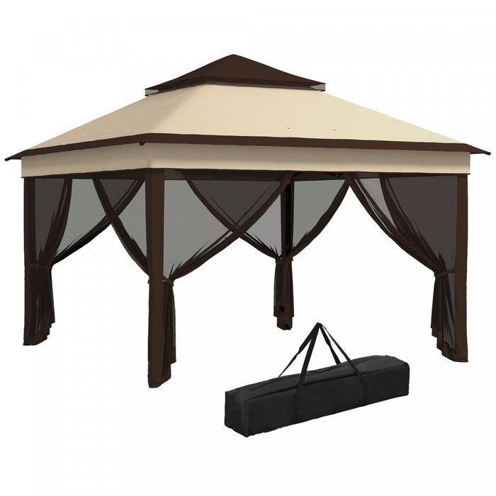 Outsunny Tonnelle Escamotable Avec Couverture De Toit Uv30+, Beige