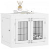 Pawhut Cage Pour Chien Avec Gamelles Amovibles Rotatives A 360°, Table D'appoint Laterale Pour Niche Avec Deux Portes, Pour Chiens De Taille Moyenne, 31.5\" X 24\" X 25\", Blanc