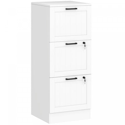 HOMCOM 3 Drawer File Cabinet with Lock Filing Cabinet for A4 Letter White