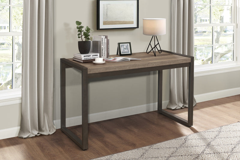 Bureau De Travail Basset En Faux Bois Et Metal Gris Fonce