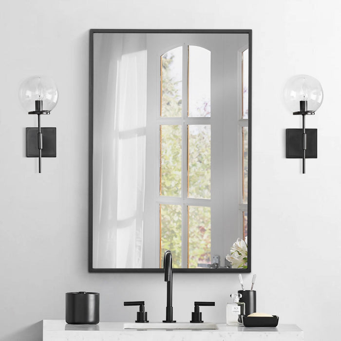 Miroir rectangulaire linéaire Arcus 24 po x 36 po fabriqué à la main - noir