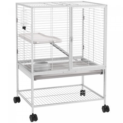 Pawhut Small Animal Cage With Wheels, Pet Playpen For Rat, Kitten, Ferrets, Chinchillas With Bottom |Pawhut Cage Pour Petits Animaux Avec Roulettes, Parc Pour Rats, Furets, Chinchillas Avec Etagere De