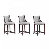 Tabouret de comptoir traditionnel en bois Fifth Avenue avec assise rembourree, gris clair - Lot de 3