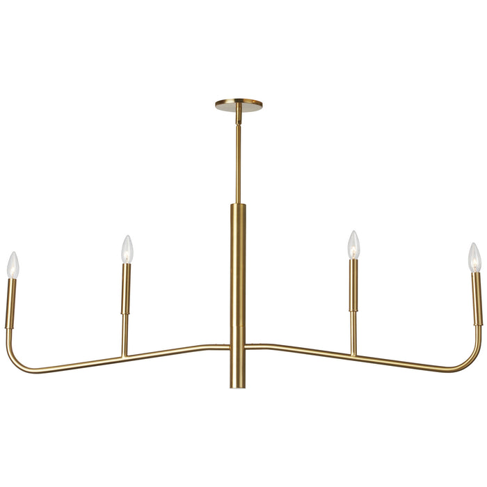 Lustre horizontal Eleanor de Dainolite avec fini laiton vieilli et 4 ampoules