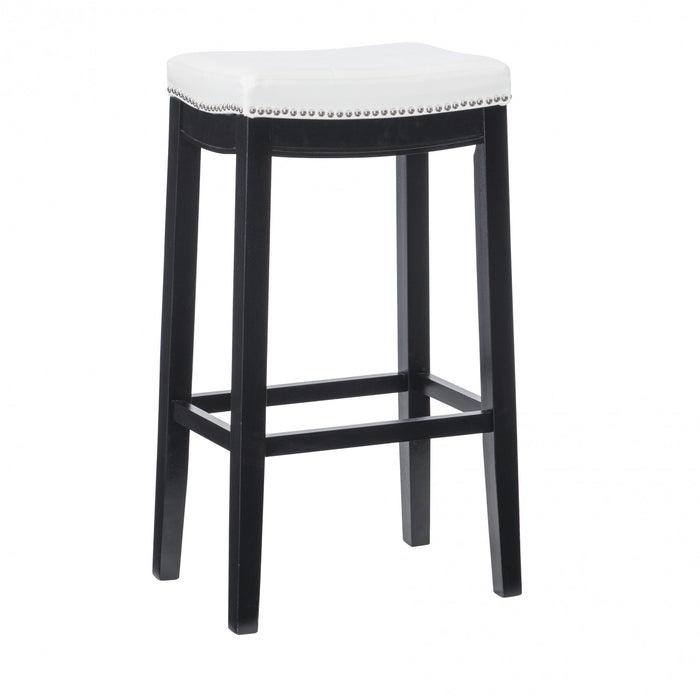 Tabouret bar Claridge en similicuir et sans dossier - noir et blanc