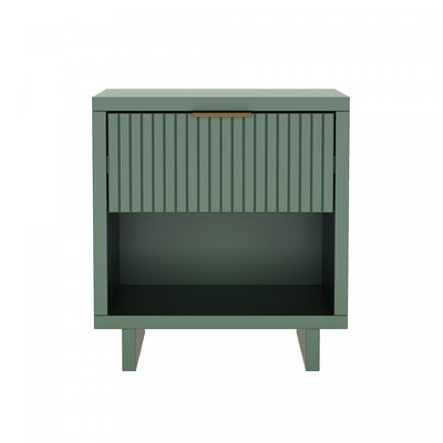 Elara Contemporary 18" Solid Wood Nightstand in Sage Green (1-Drawer) | Table de nuit contemporaine Elara 18" en bois massif vert sauge (1 tiroir)