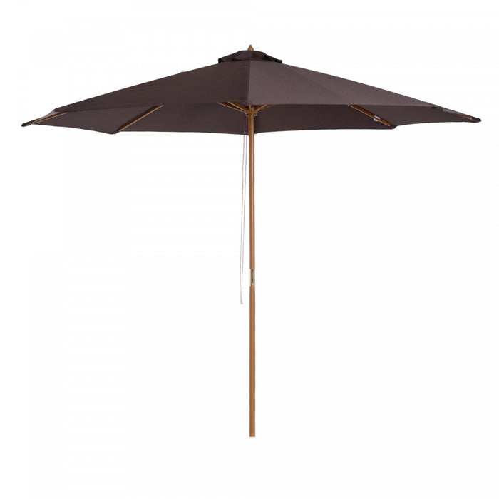 Outsunny Parasol De Terrasse Rond En Bois De 10'x10' Avec Nervure En Bambou