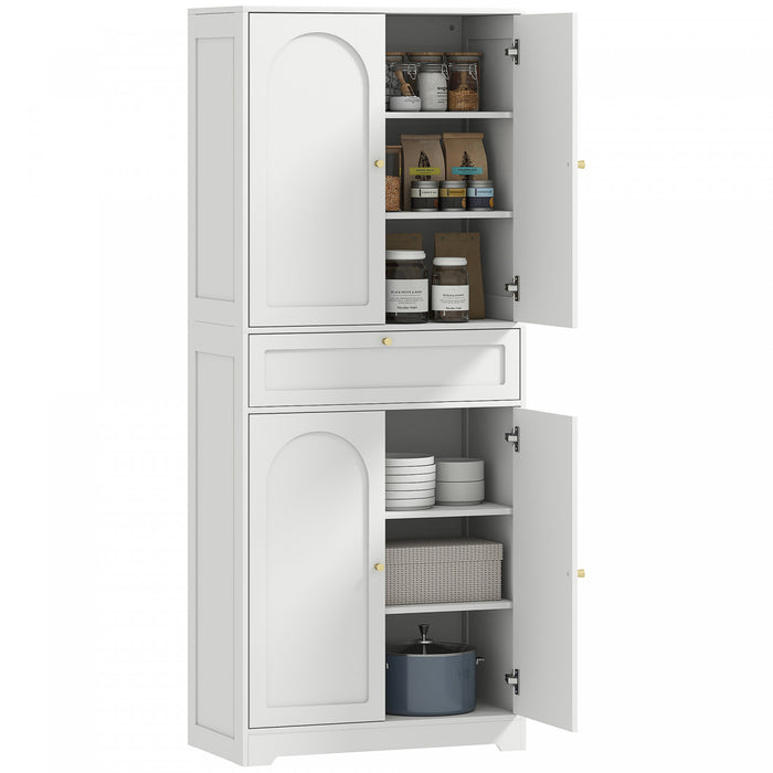 HOMCOM Armoire de cuisine 72.4\", meuble de rangement avec portes, blanc
