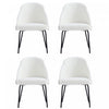 Chaise de salle a manger moderne Gracie en cuir vegetalien et metal, blanc et noir - Lot de 4