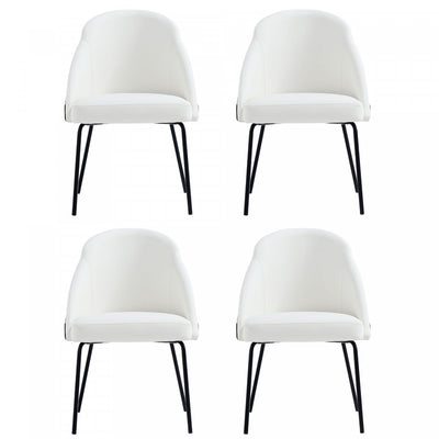 Gracie Modern Vegan Leather Metal Dining Chair in White and Black - Set of 4 | Chaise de salle a manger moderne Gracie en cuir vegetalien et metal, blanc et noir - Lot de 4