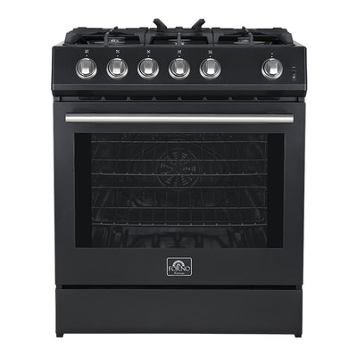 Forno Leonardo Espresso 30" Black Gas Range, 5 cu.ft Convection Oven-FFSGS1116-30BLK | Cuisiniere a gaz Leonardo Espresso de 30", noire, 5 pi³ – FFSGS1116-30BLK