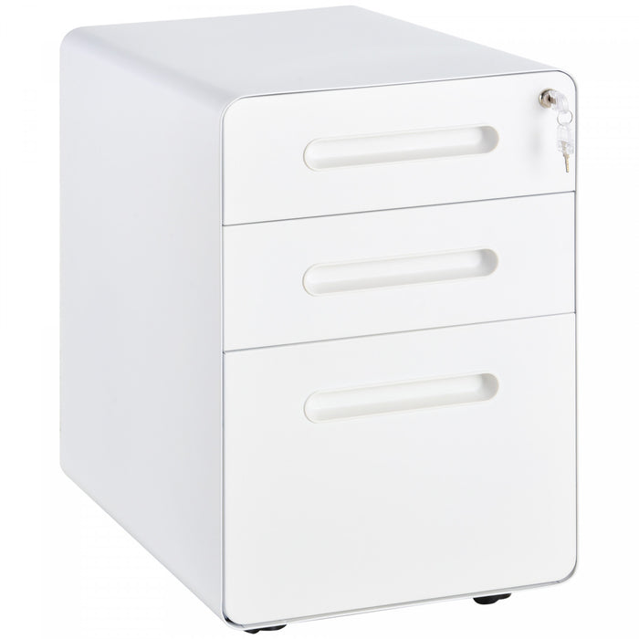 Vinsetto Classeur A 3 Tiroirs, Verrouillable Sur Roues Pour Le Bureau