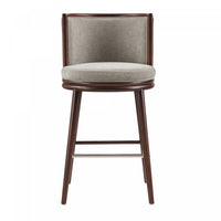 Tabouret de bar moderne en bois avec assise rembourree, coloris colombe, Evalyn