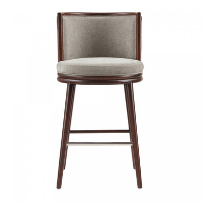 Evalyn Modern Wood Upholstered Barstool in Dove | Tabouret de bar moderne en bois avec assise rembourree, coloris colombe, Evalyn
