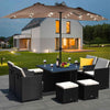 Costway Parasol de marche double-face solaire LED 15Ft Patio avec manivelle pied Taupe