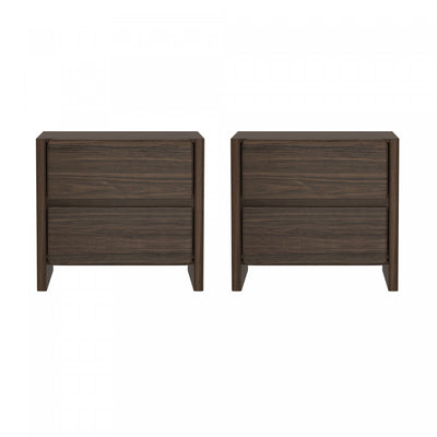 Linda Modern 24" Nightstand in Walnut Brown (2-Drawer) - Set of 2 | Table de nuit moderne Linda 24" en noyer brun (2 tiroirs) - Lot de 2