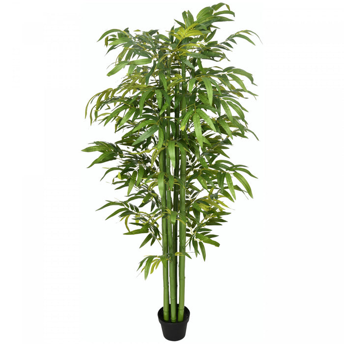 HOMCOM Arbre bambou artificiel en pot 6pi pour interieur et exterieur, vert