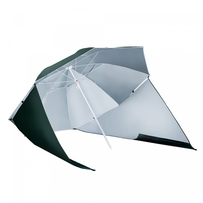 Outsunny Abri Parasol 2 En 1 De 7,5 Pieds, Parasol De Plage, Vert Fonce