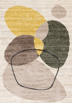 Carpette Marley verte, jaune et taupe à motif géométrique - 7 pi 10 po x 10 pi 6 po