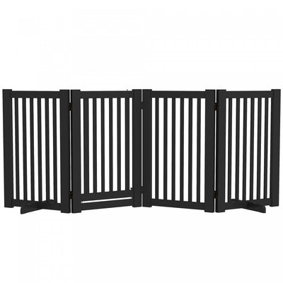 Pawhut Free Standing Wooden Pet Gate Indoor Dog Barrier Foldable Step Over Doorway Fence Safety Gate|Pawhut Barriere Autoportante En Bois Pour Animal Domestique - Barriere D'interieur Pliable Pour Chie